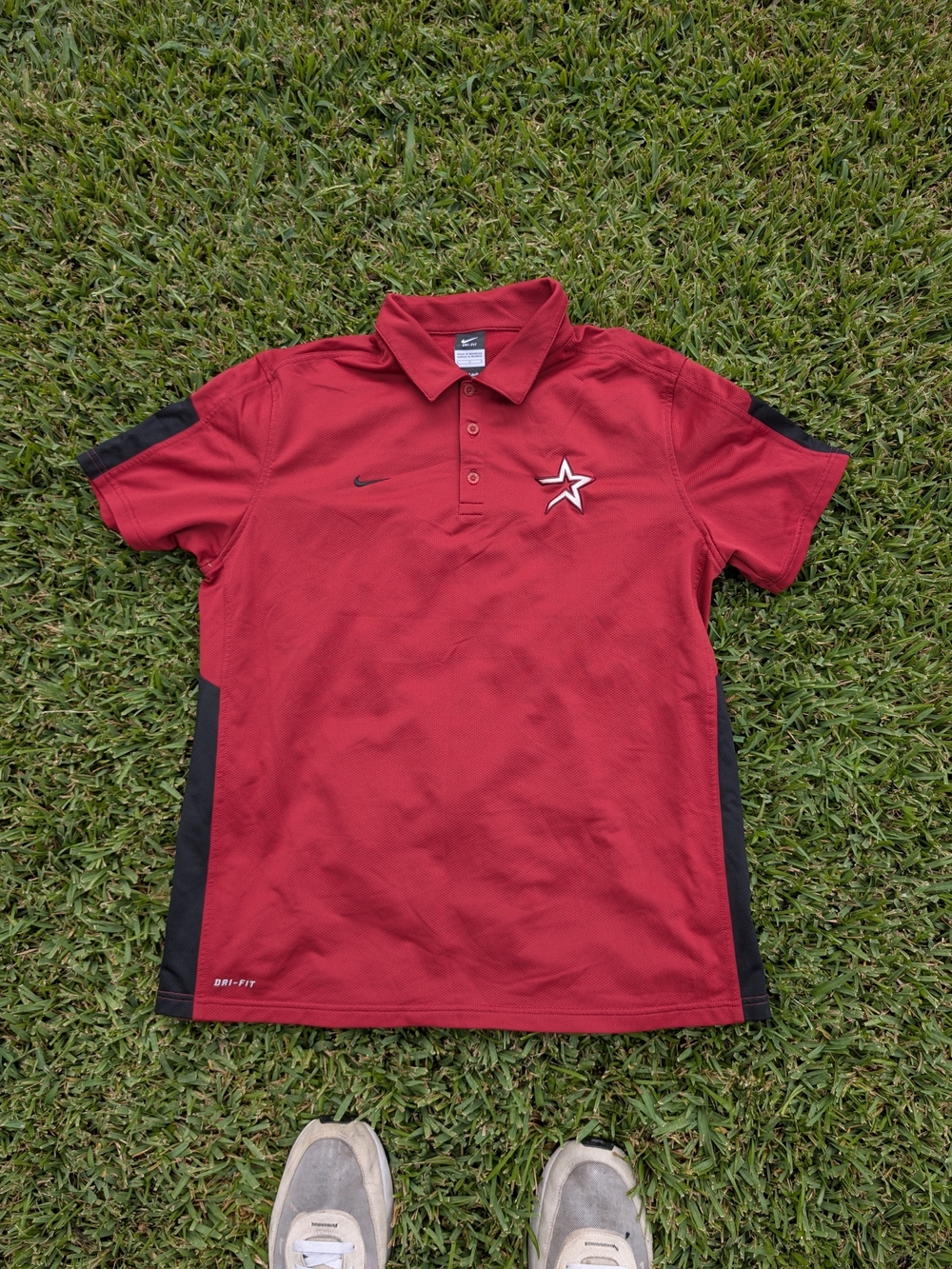 Houston Astros Nike Red Polo with Black Side Panels and Star Patch